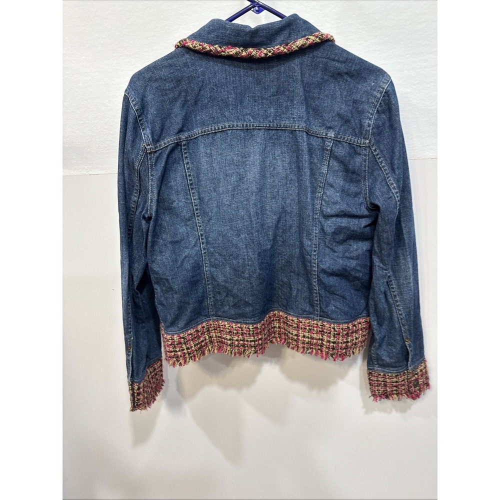 Liz Claiborne Jacket Womens XL Boho Jean Jacket Hippie Colorful Accents Fringe - Picture 16 of 16